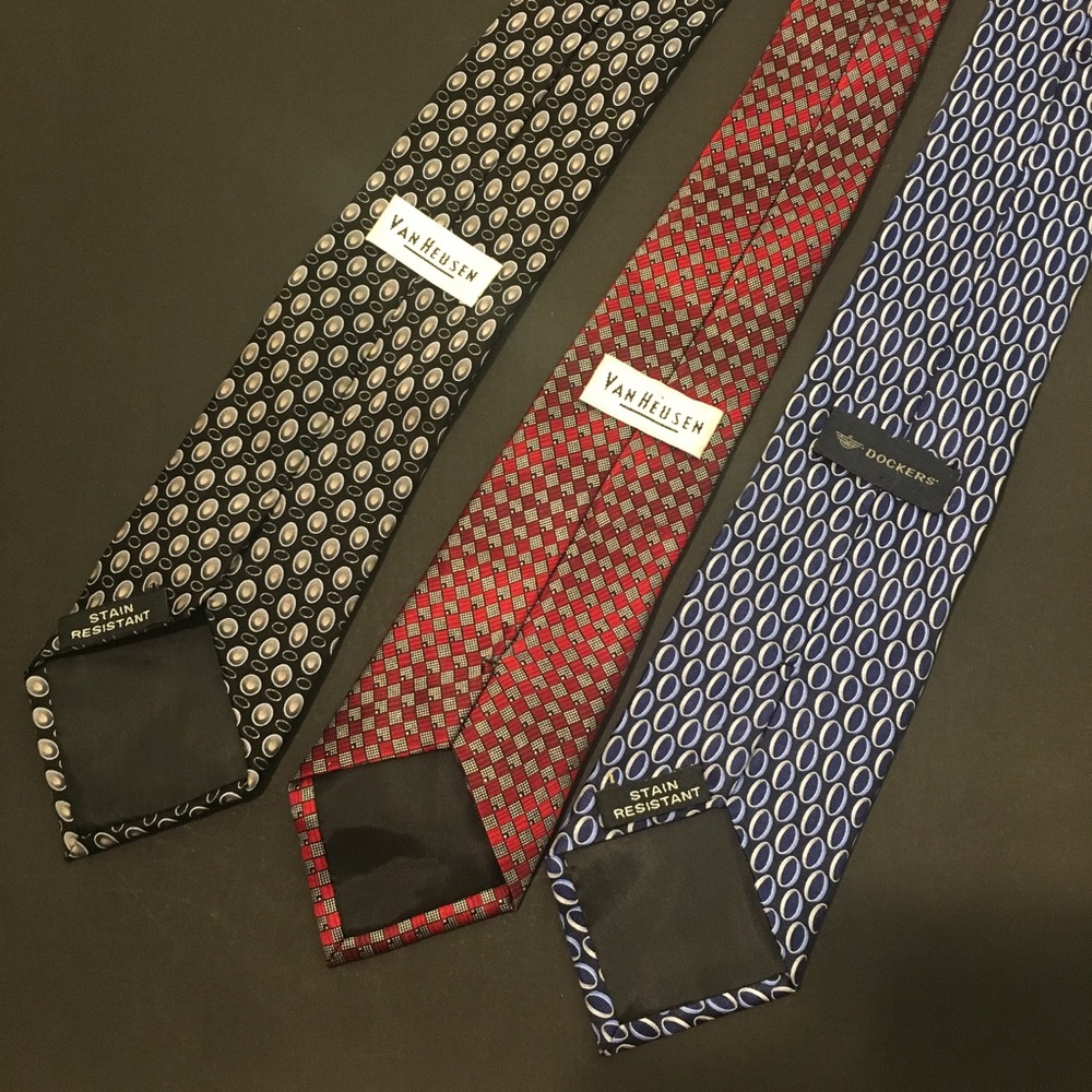 3 Neck Tie Bundle Dockers and Van Huesen Mens Ties
